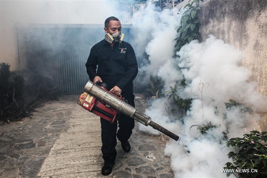 Agentes venezuelanos fazem nebuliza??o para lutar contra o Zika
