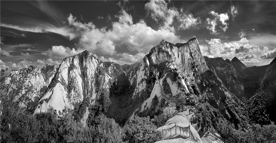 Paisagens únicas da China a preto e branco
