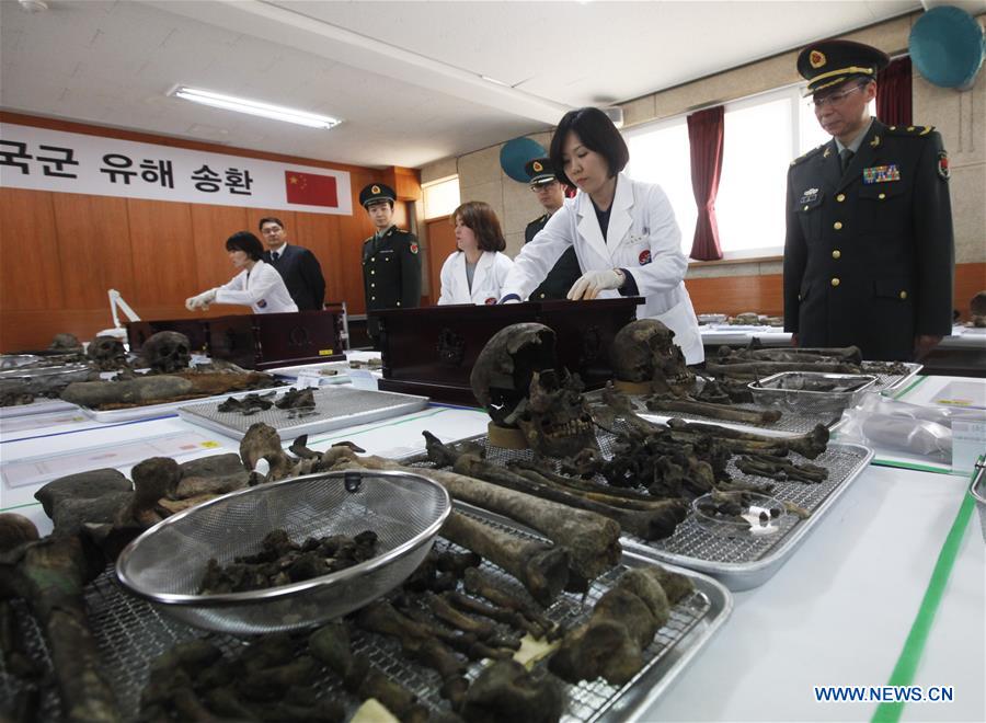 Restos mortais de soldados chineses mortos na Guerra da Coreia transladados para a China