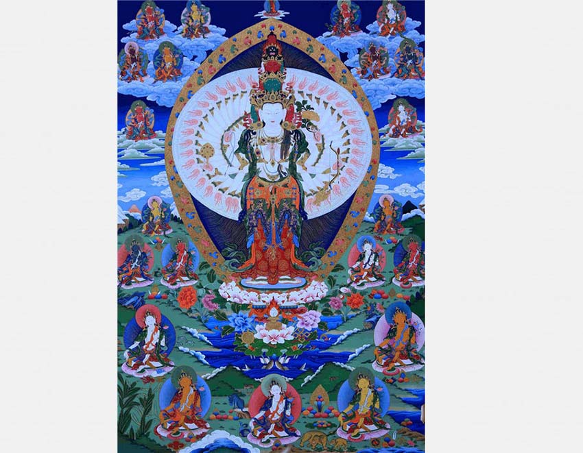 Pinturas tradicionais tibetanas s?o exibidas em Beijing