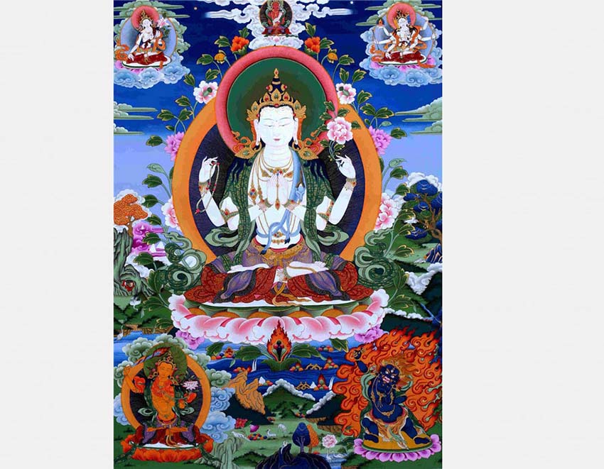 Pinturas tradicionais tibetanas s?o exibidas em Beijing