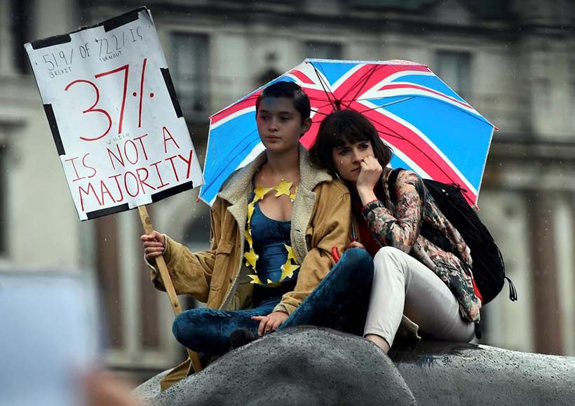 Manifestantes em Londres rejeitam o Brexit