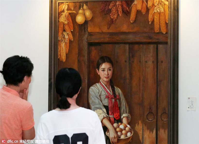 Cole??o de pinturas contemporaneas da RPDC s?o exibidas em Nantong