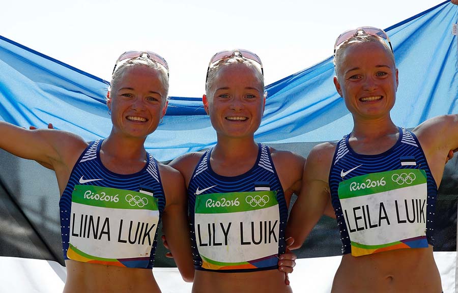 Trigêmeas da Est?nia entram na história na maratona do Rio 2016