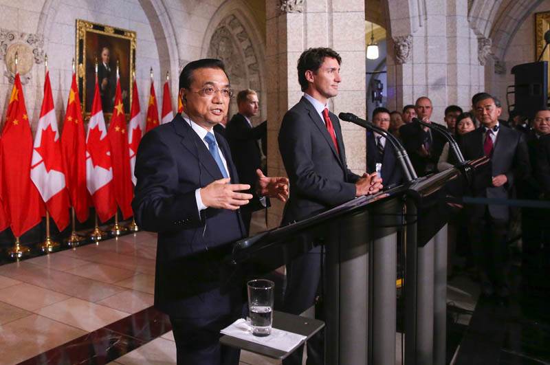 Premiê chinês anuncia conversa??es com o Canadá para acordo de livre comércio