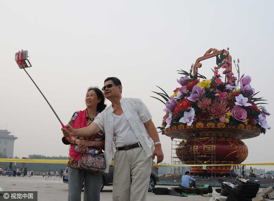 Pra?a Tian’anmen pronta para a chegada do Dia Nacional