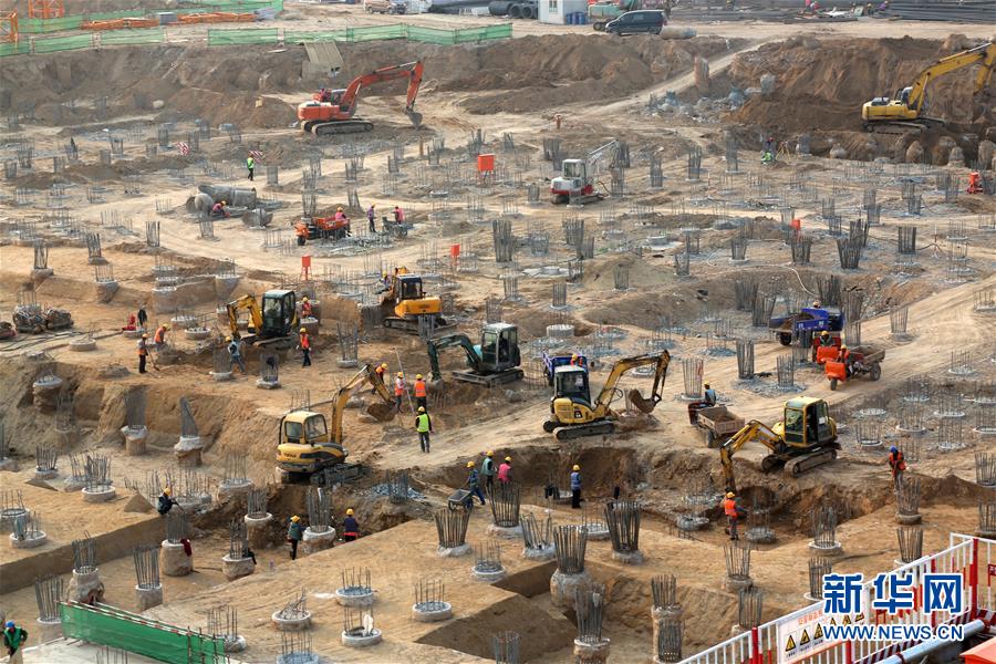 Panorama da constru??o do novo aeroporto de Beijing