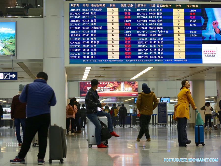 Polui??o pesada provoca atrasos generalizados e cancelamentos de voos em Beijing