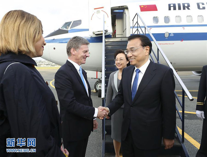 Primeiro-ministro chinês chega a Wellington para visita à Nova Zelandia