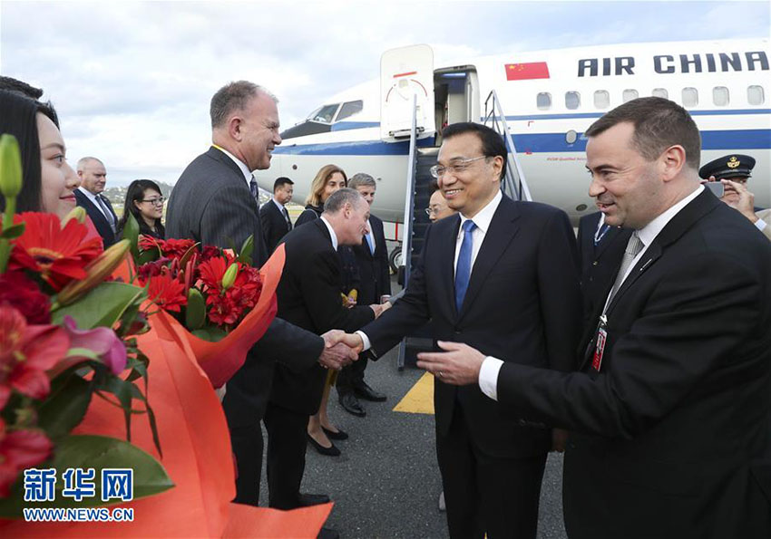 Primeiro-ministro chinês chega a Wellington para visita à Nova Zelandia