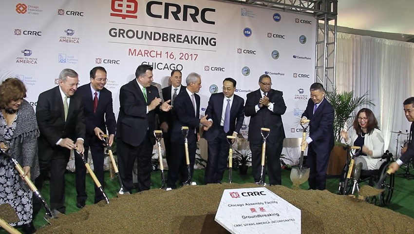 Cerim?nia de inaugura??o da unidade de montagem de Chicago (Diário do Povo/Gao Shi)
