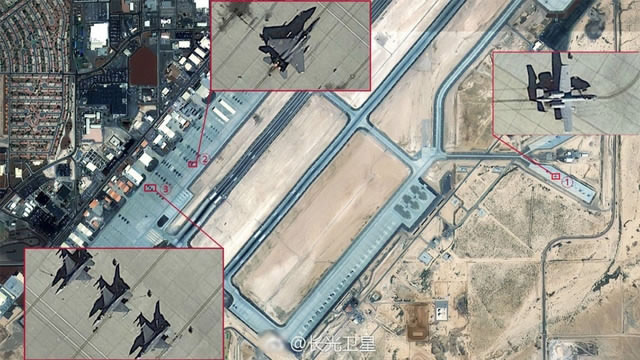 Satélite chinês revela fotos da Base da For?a Aérea Nellis dos EUA