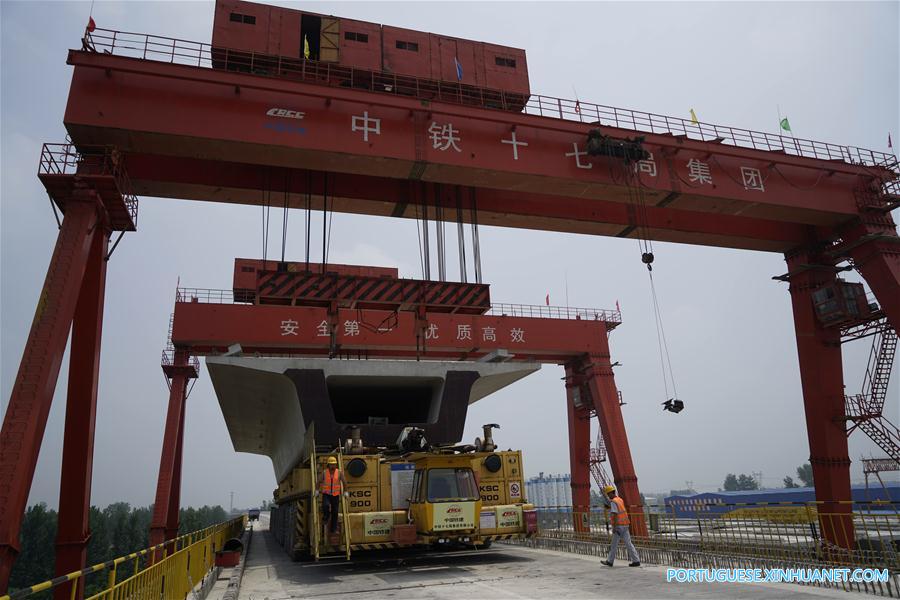 Constru??o da ferrovia de alta velocidade Zhengzhou-Wanzhou