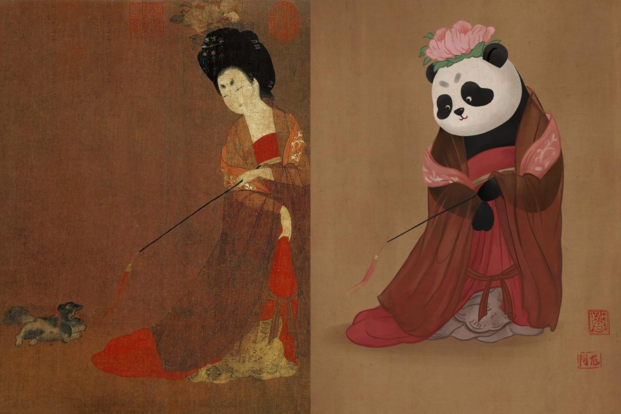 Pandas d?o a cara a retratos famosos