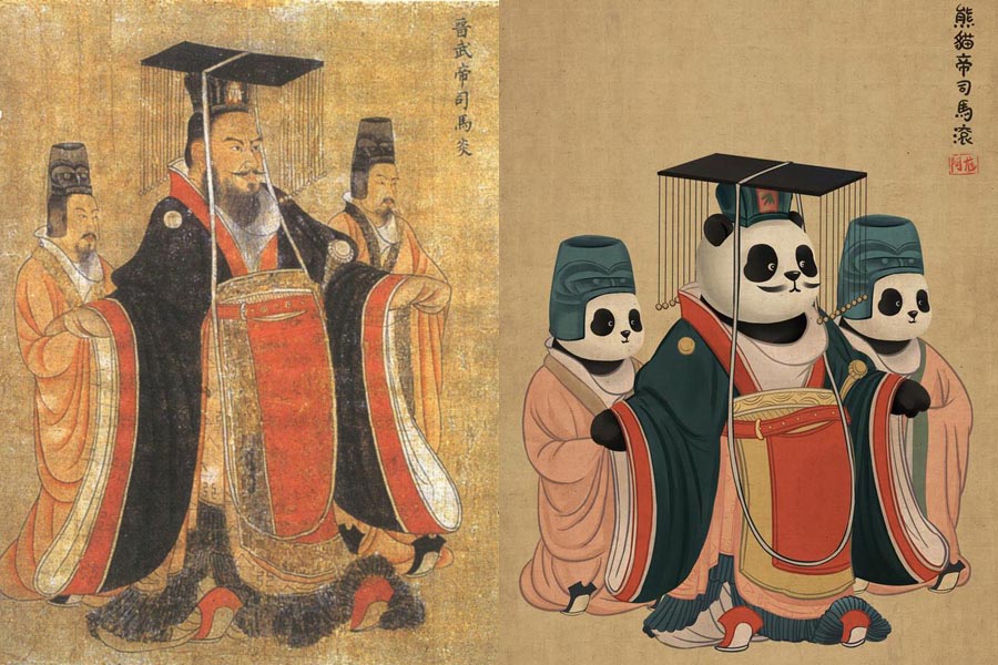 Pandas d?o a cara a retratos famosos