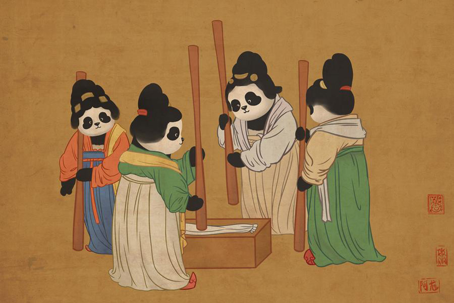 Pandas d?o a cara a retratos famosos