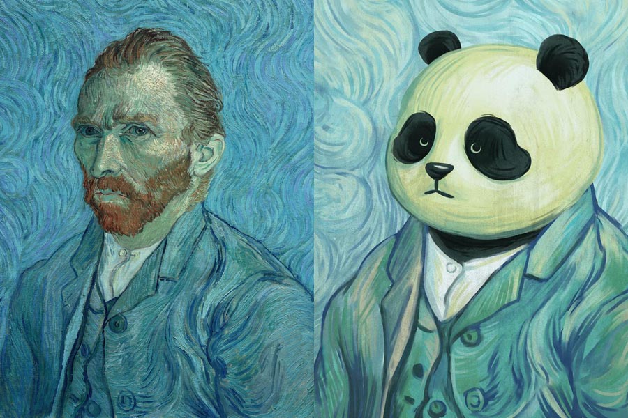 Pandas d?o a cara a retratos famosos