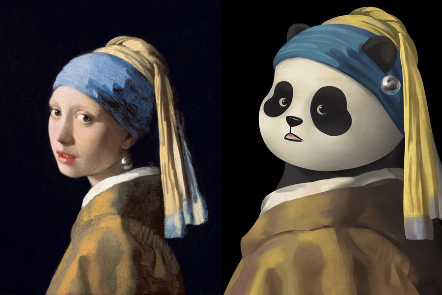 Pandas d?o a cara a retratos famosos
