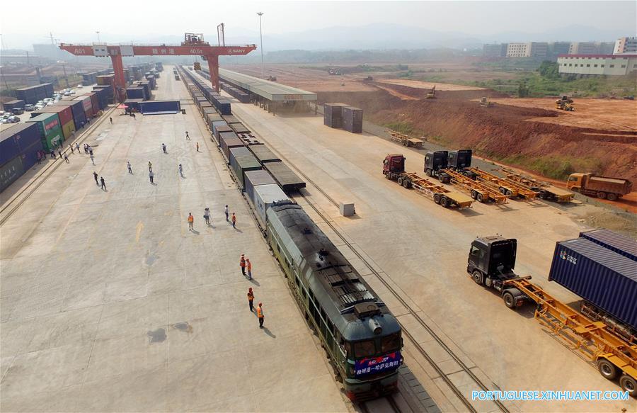 Servi?o de trem de carga é lan?ado entre Ganzhou e Cazaquist?o