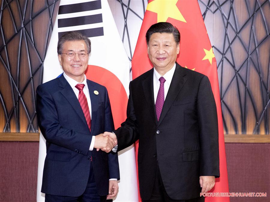 Presidentes da China e Coreia do Sul discutem la?os e situa??o de península