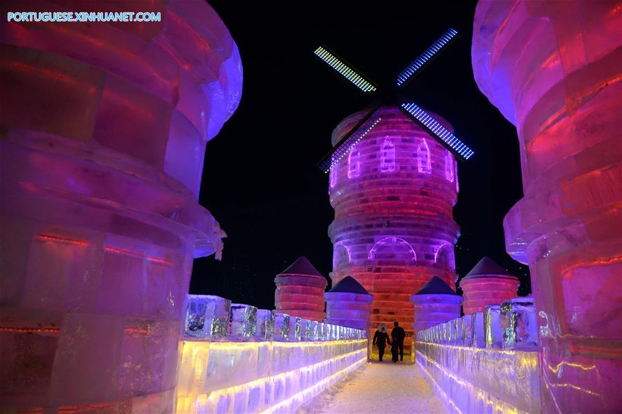 Wanda Icy Wonderland atrai visitantes em Harbin
