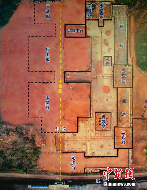 Escava??o confirma ruínas do maior templo taoísta da China