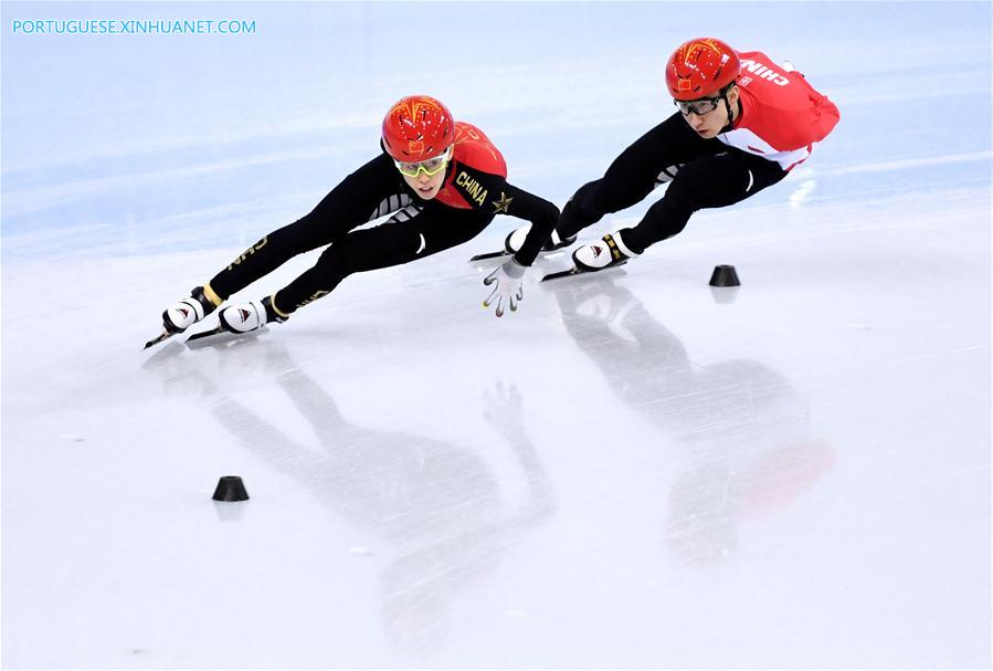Equipe de patina??o de pista curta da China treina na Coreia do Sul para os Jogos Olímpicos de Inverno de PyeongChang 2018