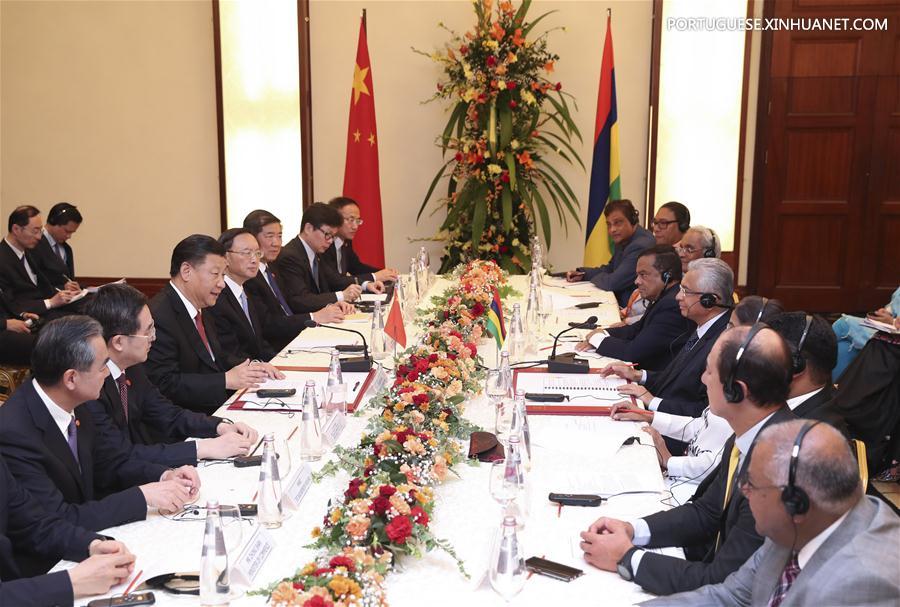 Xi reúne-se com primeiro-ministro de Maurício sobre la?os bilaterais
