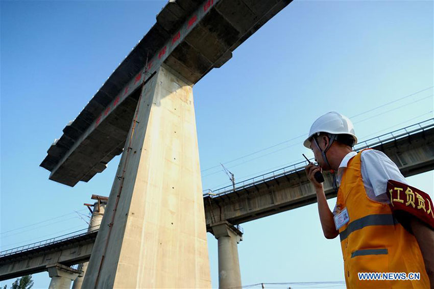 Ponte ferroviária Nanjing-Xi'an conclui constru??o de rota??o