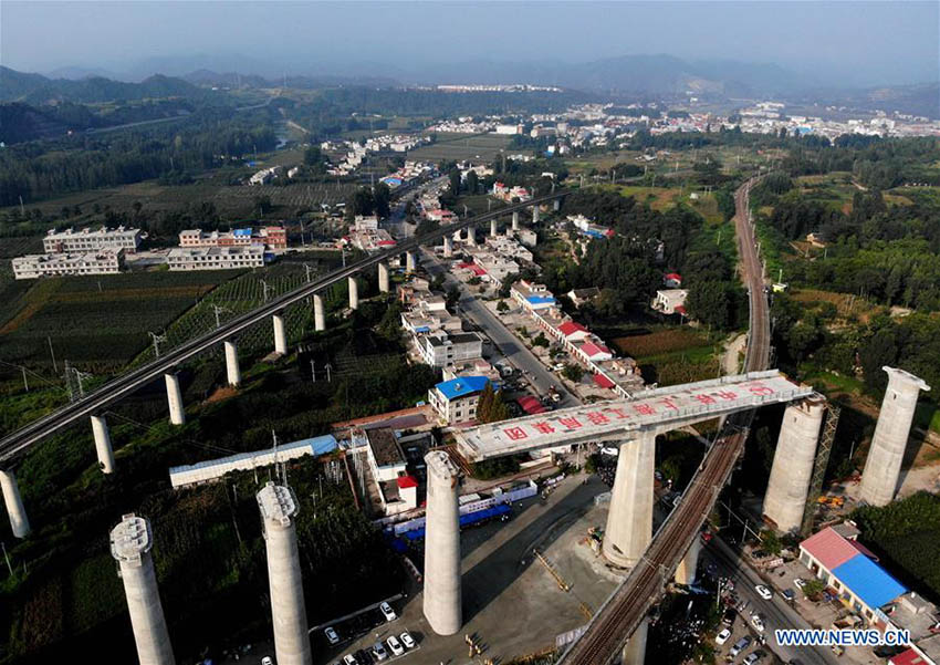 Ponte ferroviária Nanjing-Xi'an conclui constru??o de rota??o