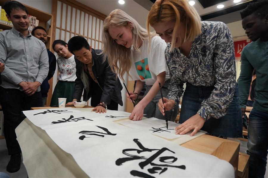 Jovens representantes e estudantes estrangeiros realizam intercambio cultural em Nanjing
