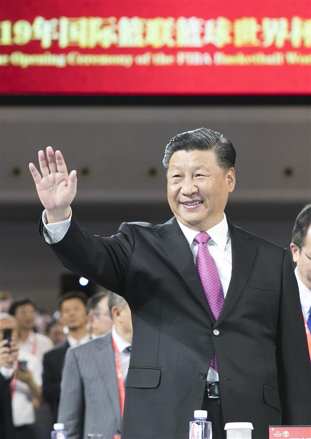 Xi participa da cerim?nia de abertura da Copa do Mundo de Basquete FIBA 2019