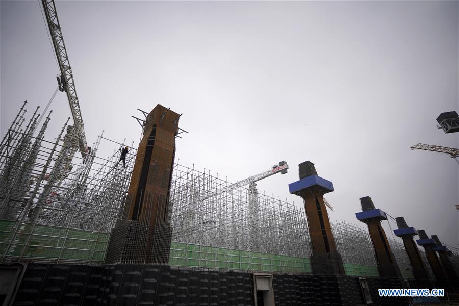 Esta??o Xiongan da ferrovia interurbana de alta velocidade Beijing-Xiongan está em constru??o
