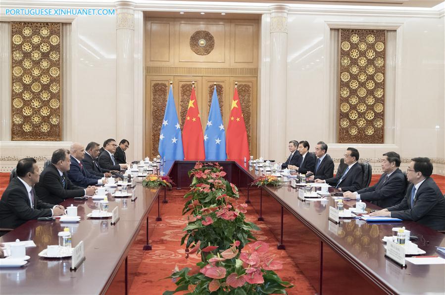 Primeiro-ministro chinês pede fortalecimento da coopera??o em mudan?a climática e pesca com a Micronésia