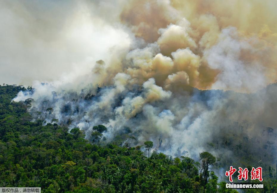 Incêndio na floresta amaz?nica no Brasil continua, com densa fuma?a