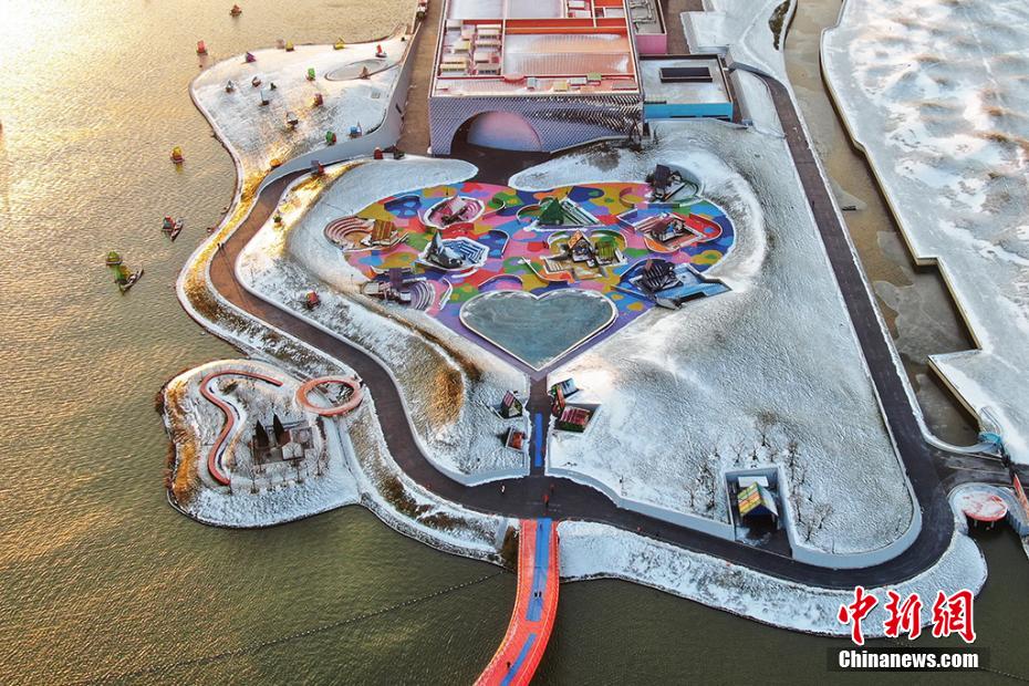 Jiangsu: vis?o aérea após queda de neve em Yancheng