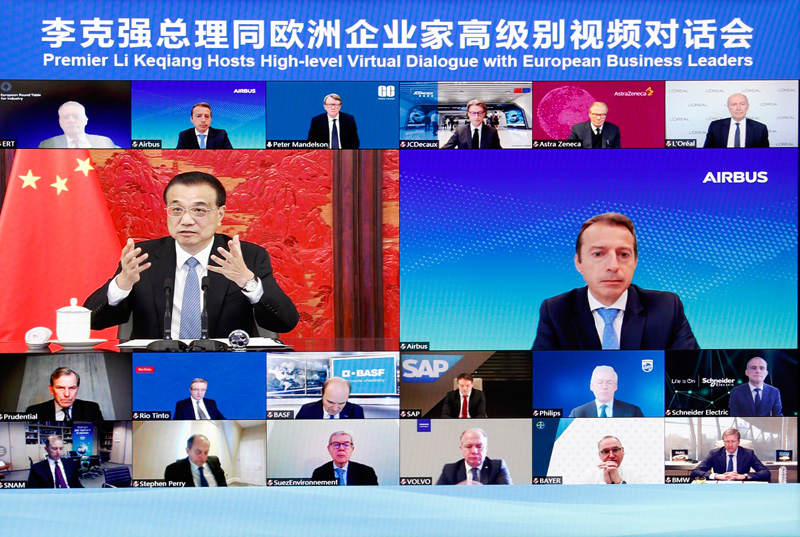 Primeiro-ministro chinês pede coopera??o China-Europa para manter multilateralismo e desenvolvimento verde