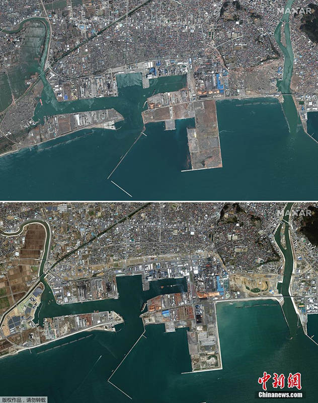 Compara??o do antes e depois do Grande Terremoto do Jap?o