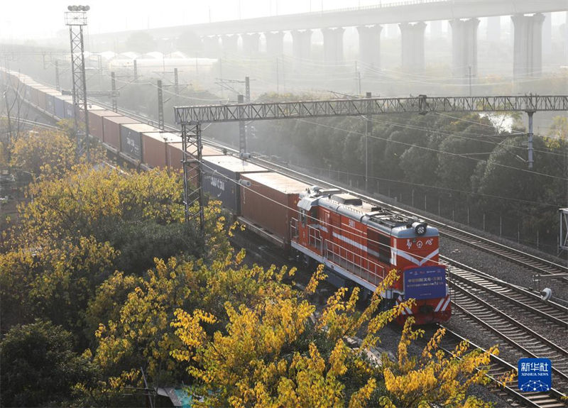 Trem de carga internacional da Ferrovia China-Laos (Yiwu-Vientiane) é colocado em servi?o