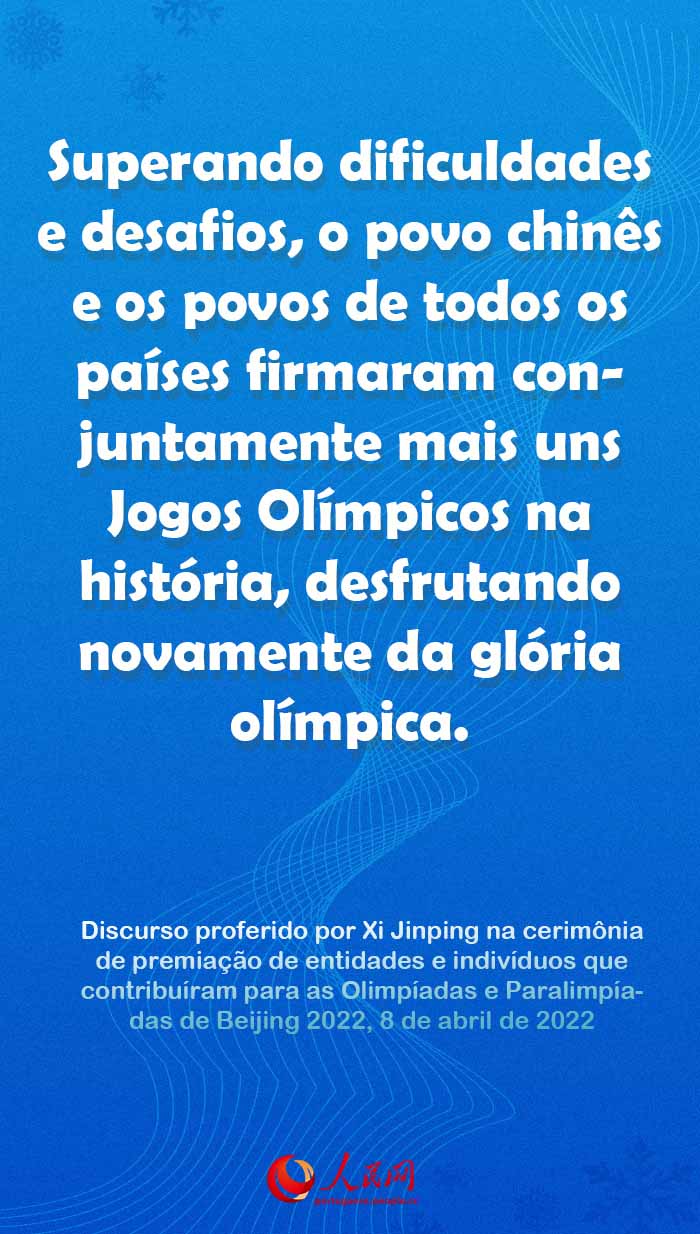 Destaques do discurso de Xi Jinping na cerim?nia de premia??o de entidades e indivíduos que contribuíram para as Olimpíadas e Paralimpíadas de Beijing 2022
