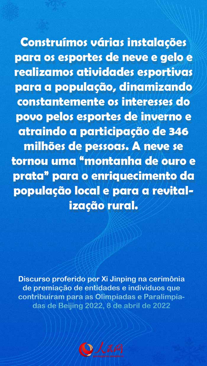 Destaques do discurso de Xi Jinping na cerim?nia de premia??o de entidades e indivíduos que contribuíram para as Olimpíadas e Paralimpíadas de Beijing 2022