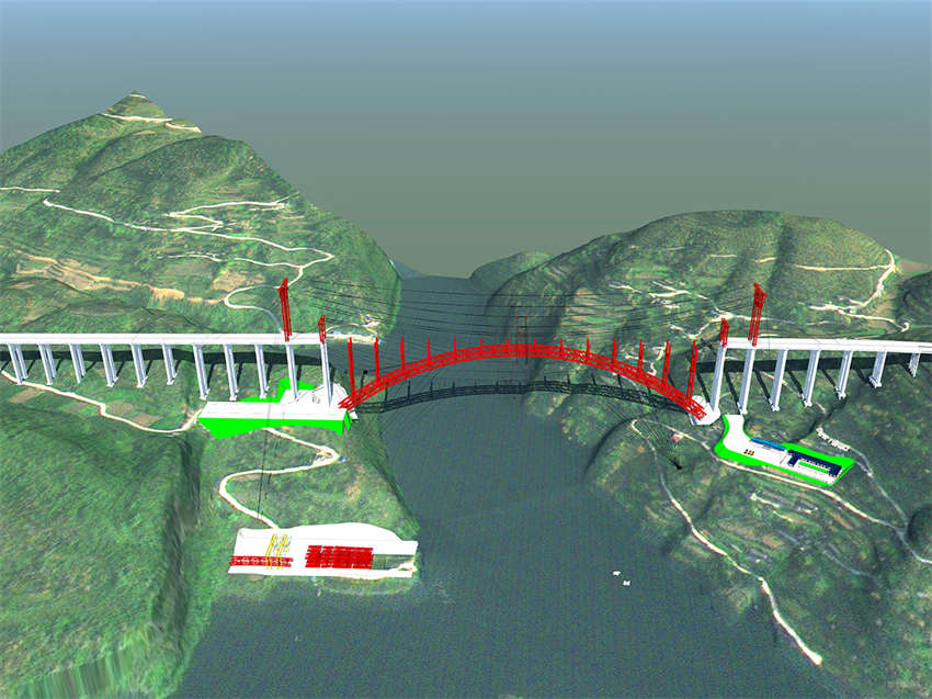Galeria: ponte maci?a em Guizhou come?a a ganhar forma