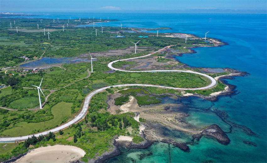 Hainan : vista aérea de estrada circular da ilha