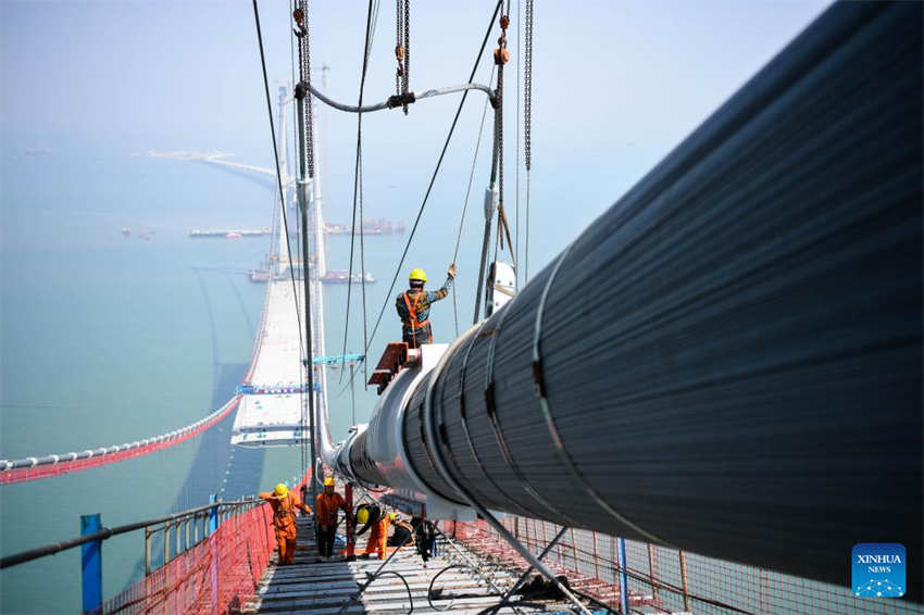 Ponte Lingdingyang está em constru??o em Guangdong 