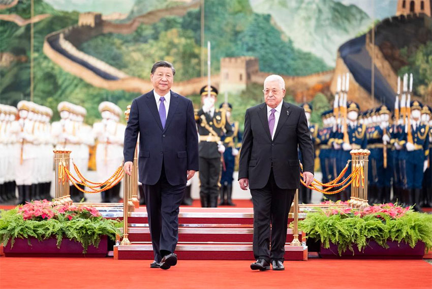 Presidentes chinês e palestino realizam conversa??es