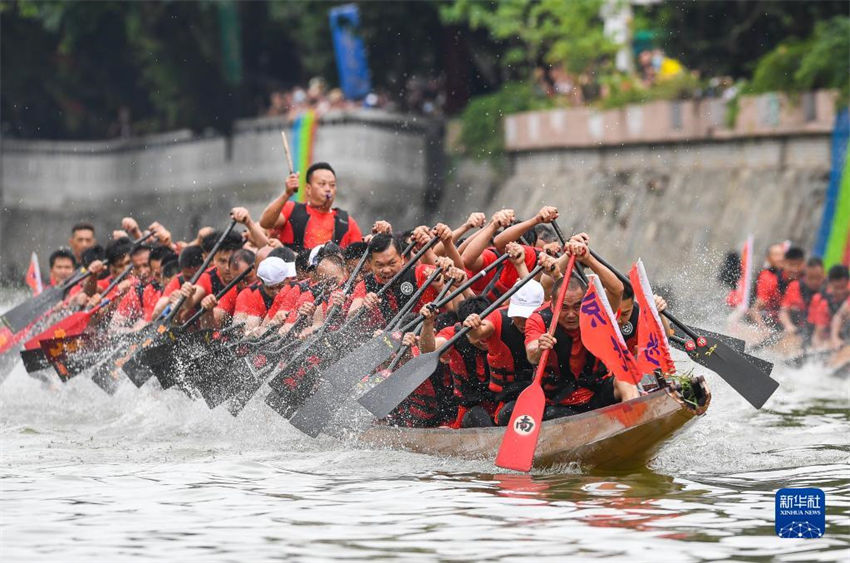 Competi??o de barco do drag?o é realizada em Guangzhou para receber festival