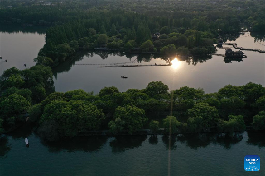 Vistas aéreas de Hangzhou, cidade-sede dos 19o Jogos Asiáticos