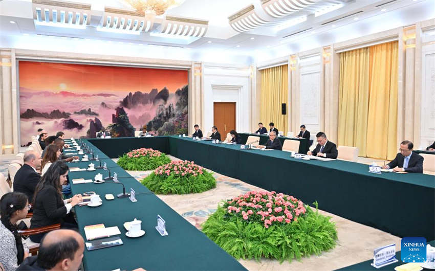 Legislador chinês sênior se reúne com delega??es de pessoas n?o governamentais e especialistas franceses