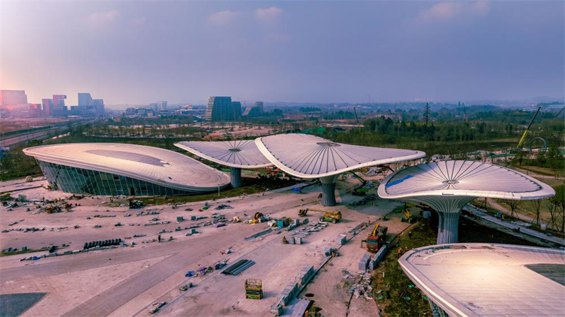 Recinto da Exposi??o Internacional de Horticultura de Chengdu prestes a ser concluído