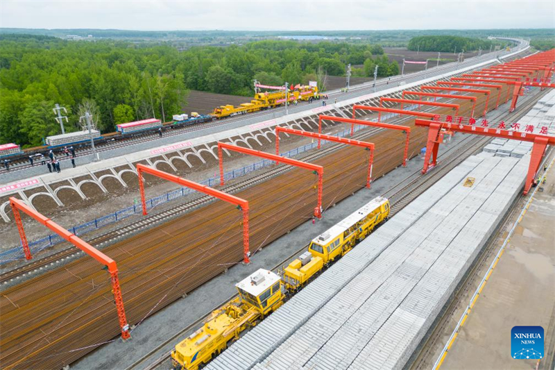 Constru??o da ferrovia de alta velocidade Harbin-Yichun prossegue no nordeste da China